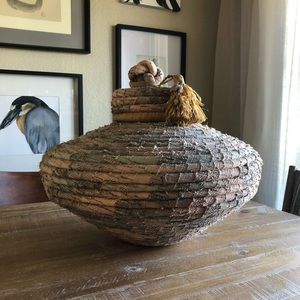 LARGE Zapotec Indian Rolled Rug Basket with Lid